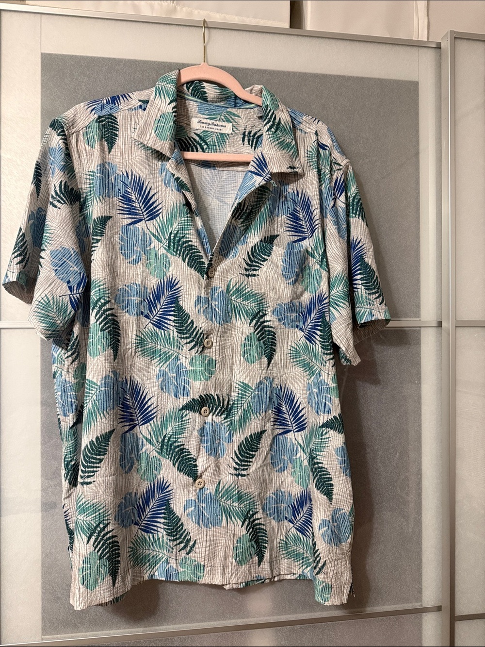 Tommy Bahama Blue & Green Tropical Print Camp Shirt